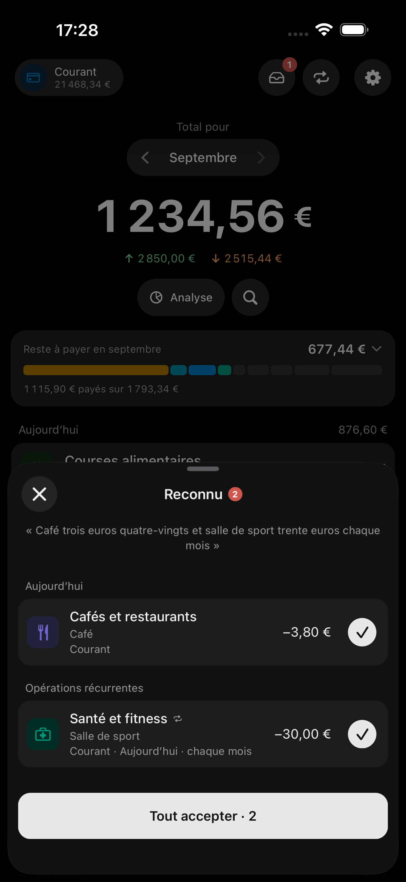 La saisie vocale : une phrase prononcée devenue des brouillons d’opérations qui attendent d’être confirmés.